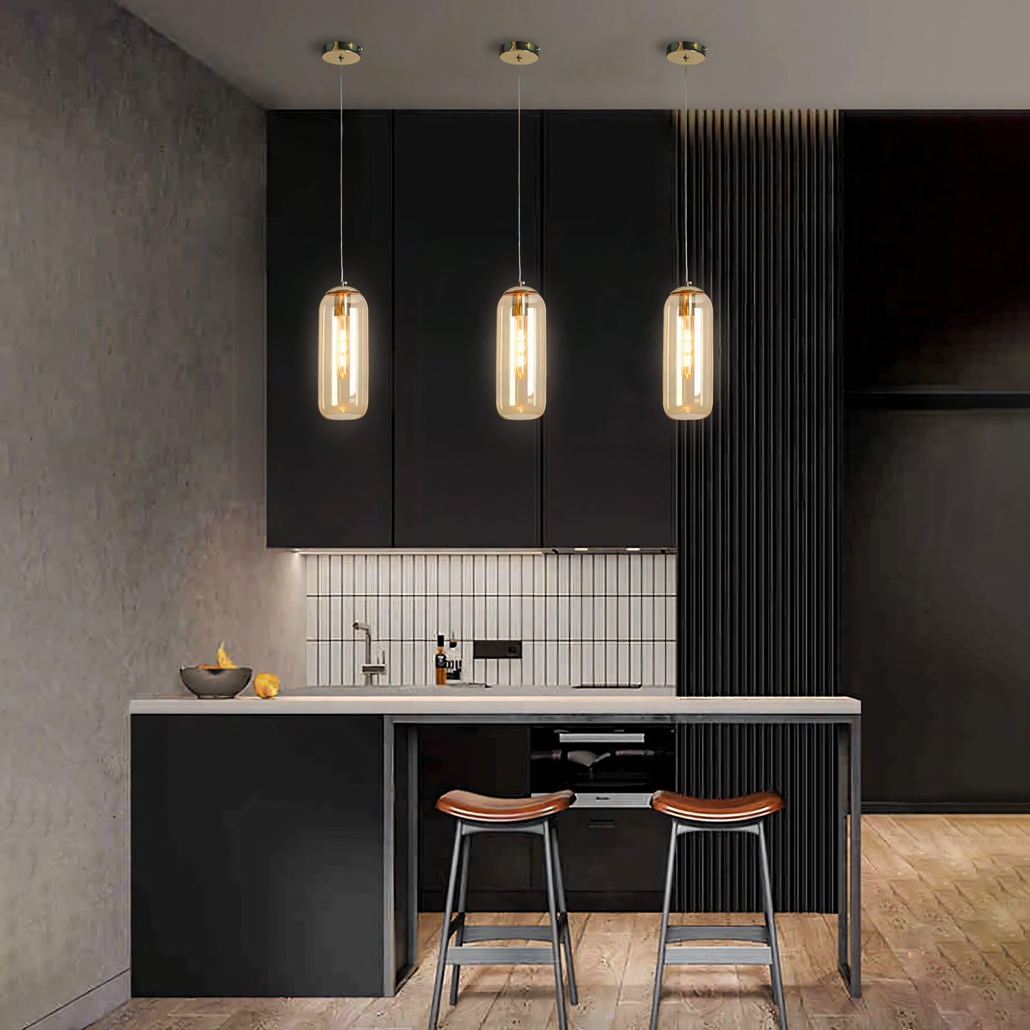 Cilindro Corner Pendant Light: A sleek and contemporary LED pendant light.