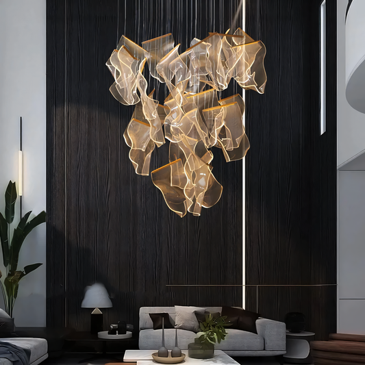 Crumpled Paper Acrylic Chandelier Lighting Fixture