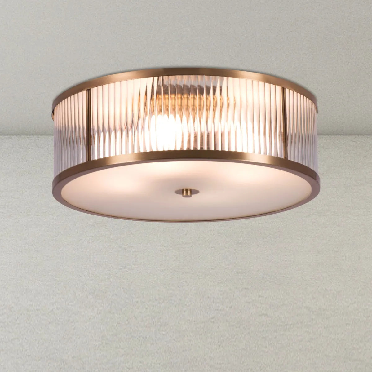 Finders Keepers Copper Ceiling Light illuminating a modern living room