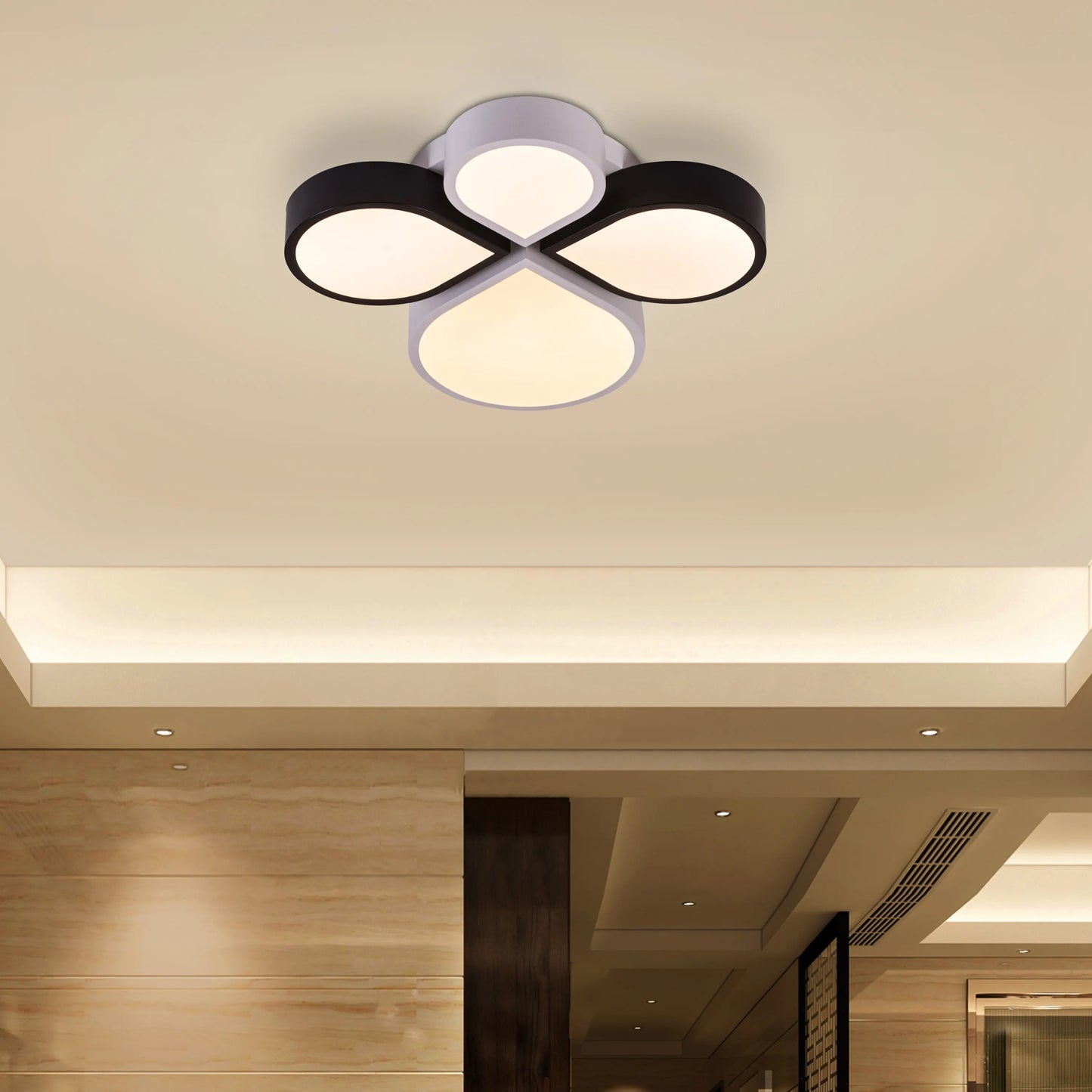 Black ceiling light with 3 Color LED and built-in air purifier