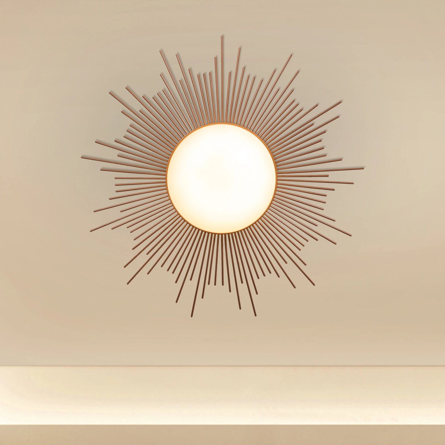 Sunshine Gold Ceiling Light with circular design, featuring 3 Color LED technology offering warm, natural, and cool white illumination options in a luxurious gold finish.