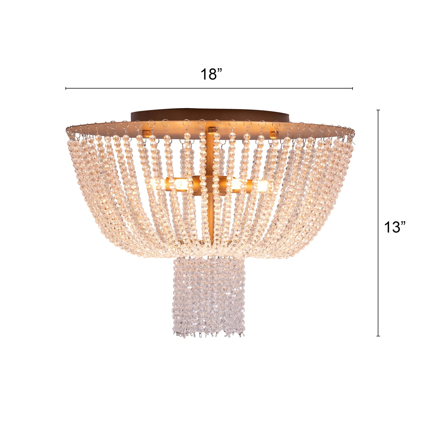 Warm Embrace Gold Crystal Ceiling Light featuring a golden framework adorned with multifaceted crystals, designed to create a luxurious and comforting warm glow in elegant spaces.