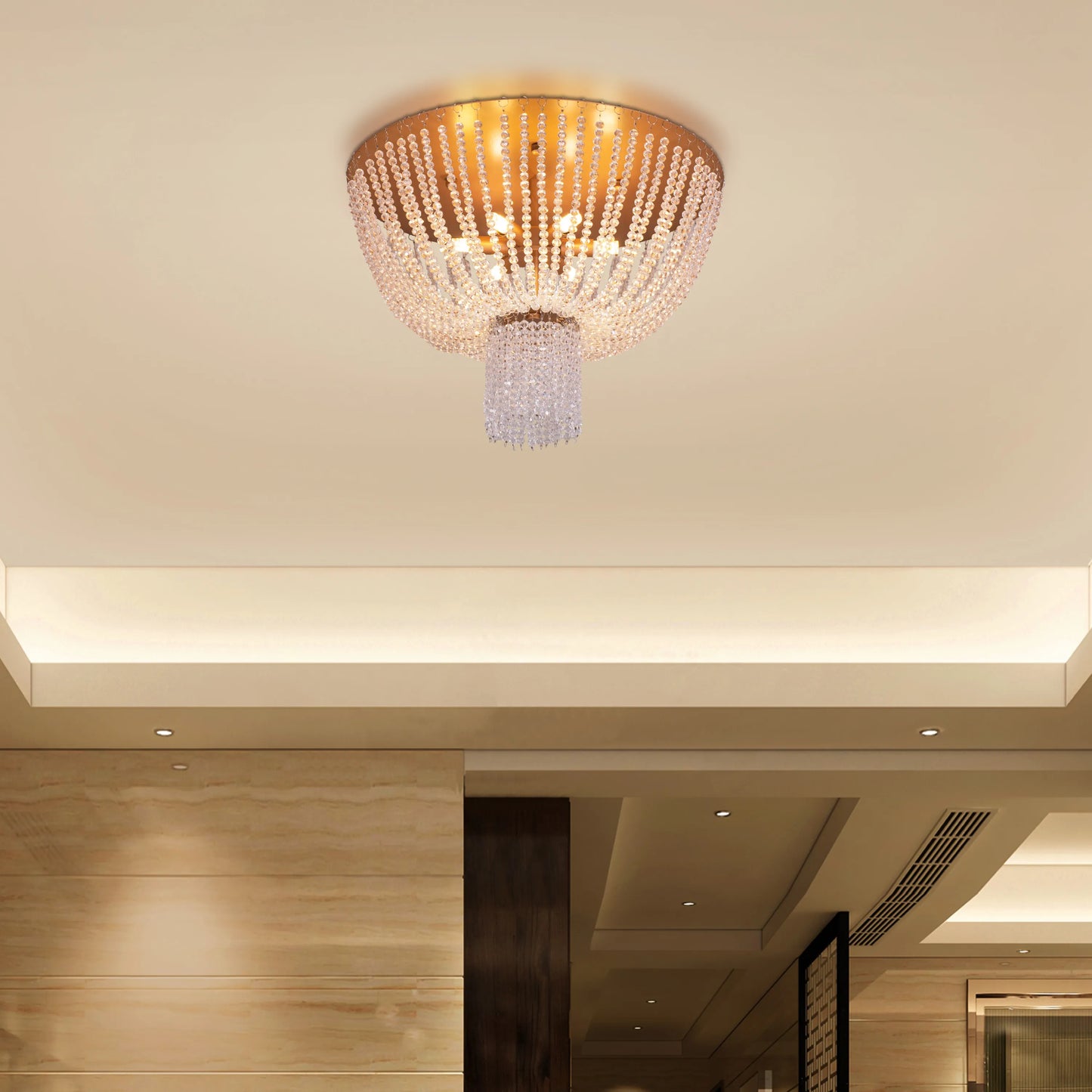 Warm Embrace (Gold) Crystal Ceiling Light