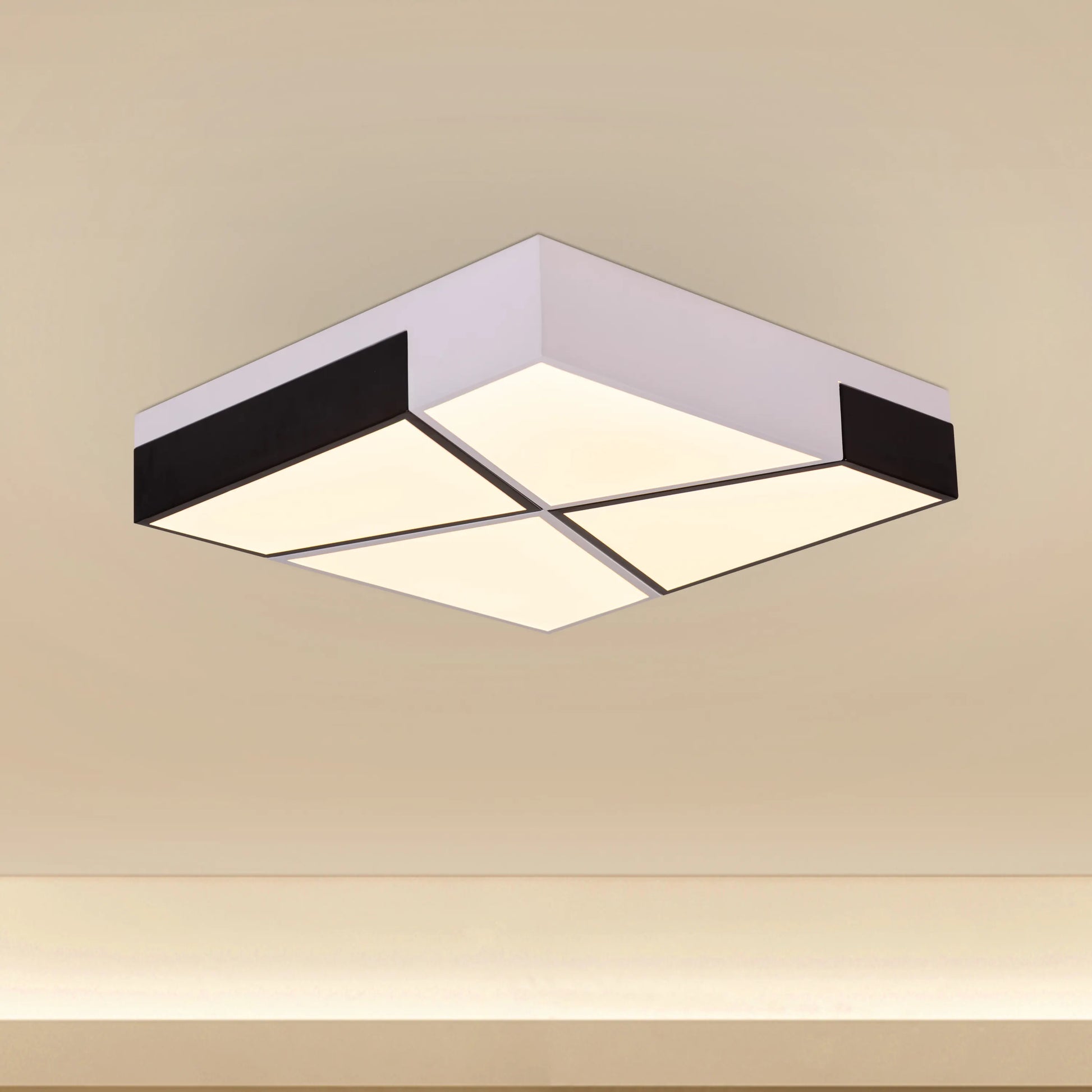 White dimmable LED ceiling light with sleek circular design and remote control