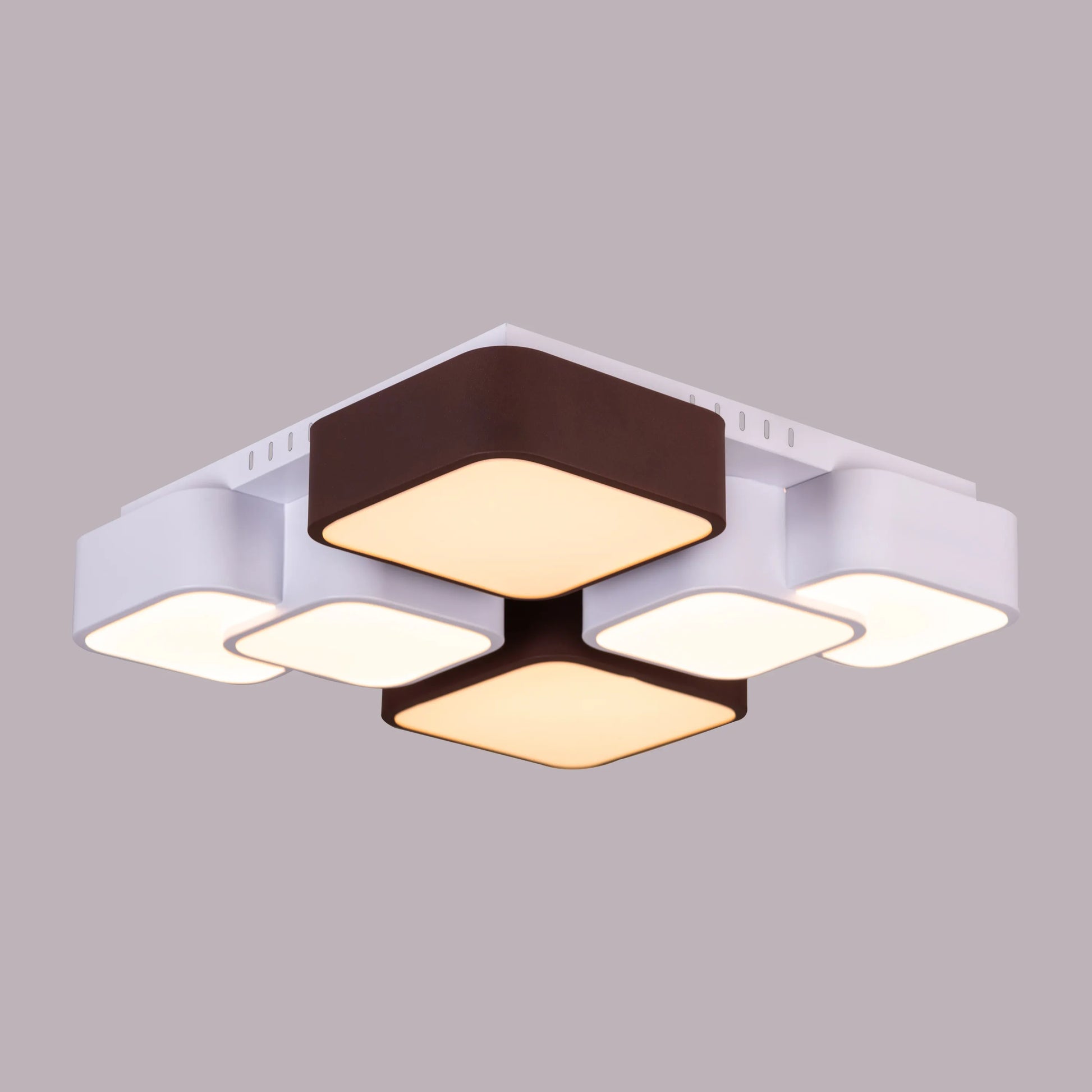 White and brown dimmable LED ceiling light.