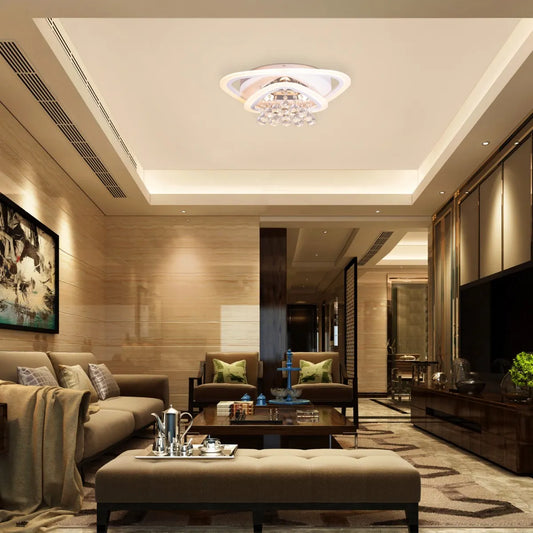 What A Treat Crystal Ceiling Light in white with dimmable LED and remote control