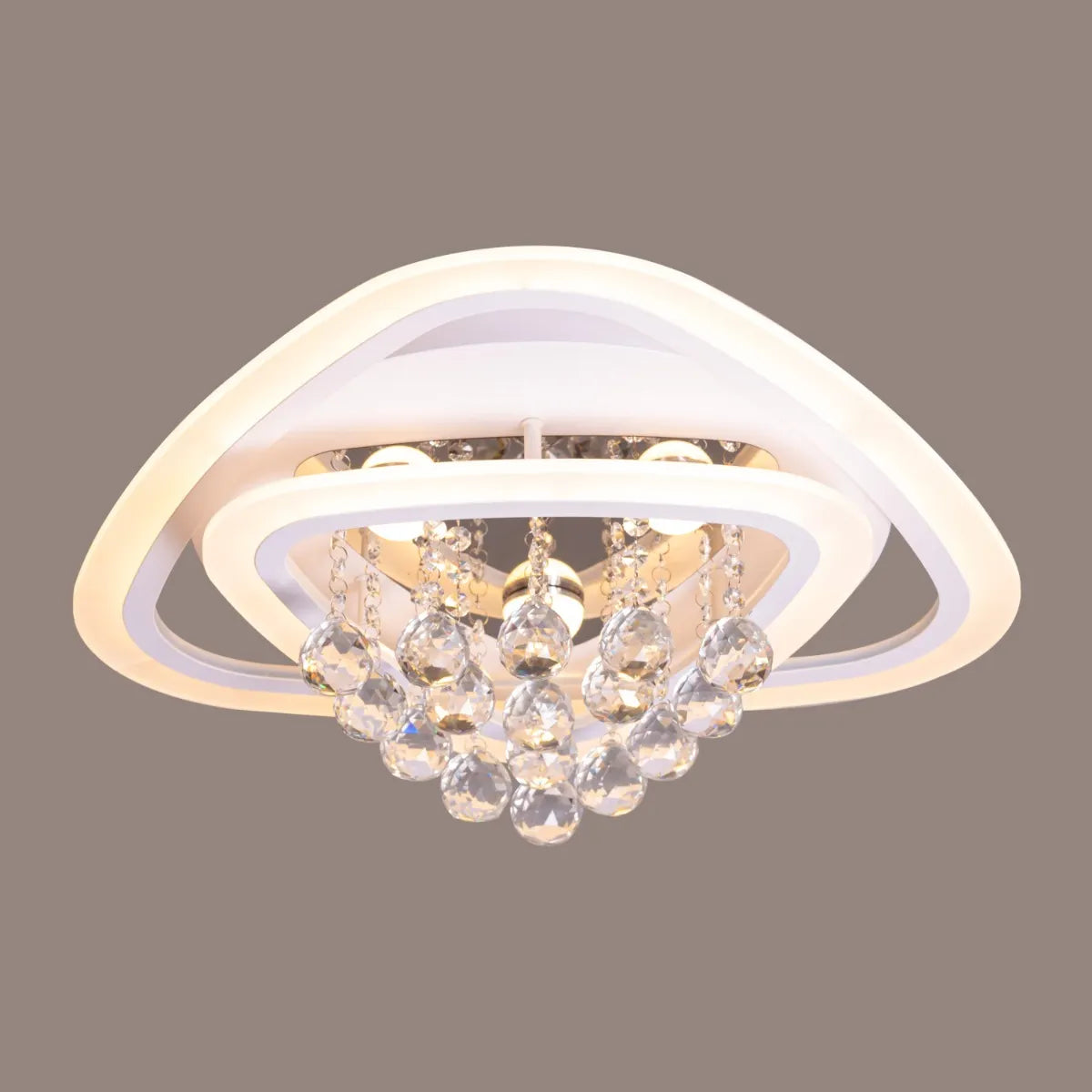 What A Treat (White, Dimmable LED with Remote Control) Crystal Ceiling Light