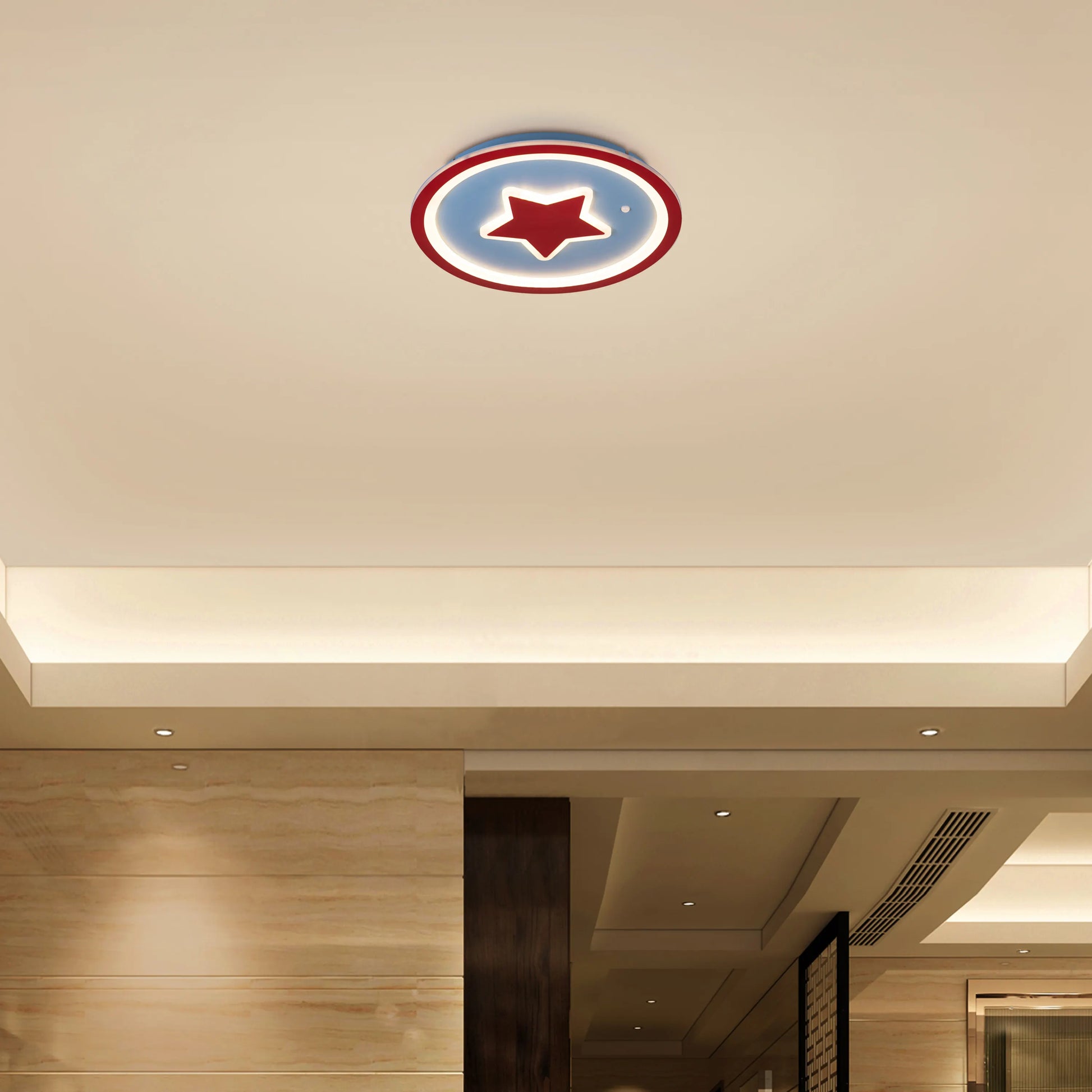 Captain Amazing red dimmable LED ceiling light for kids' rooms