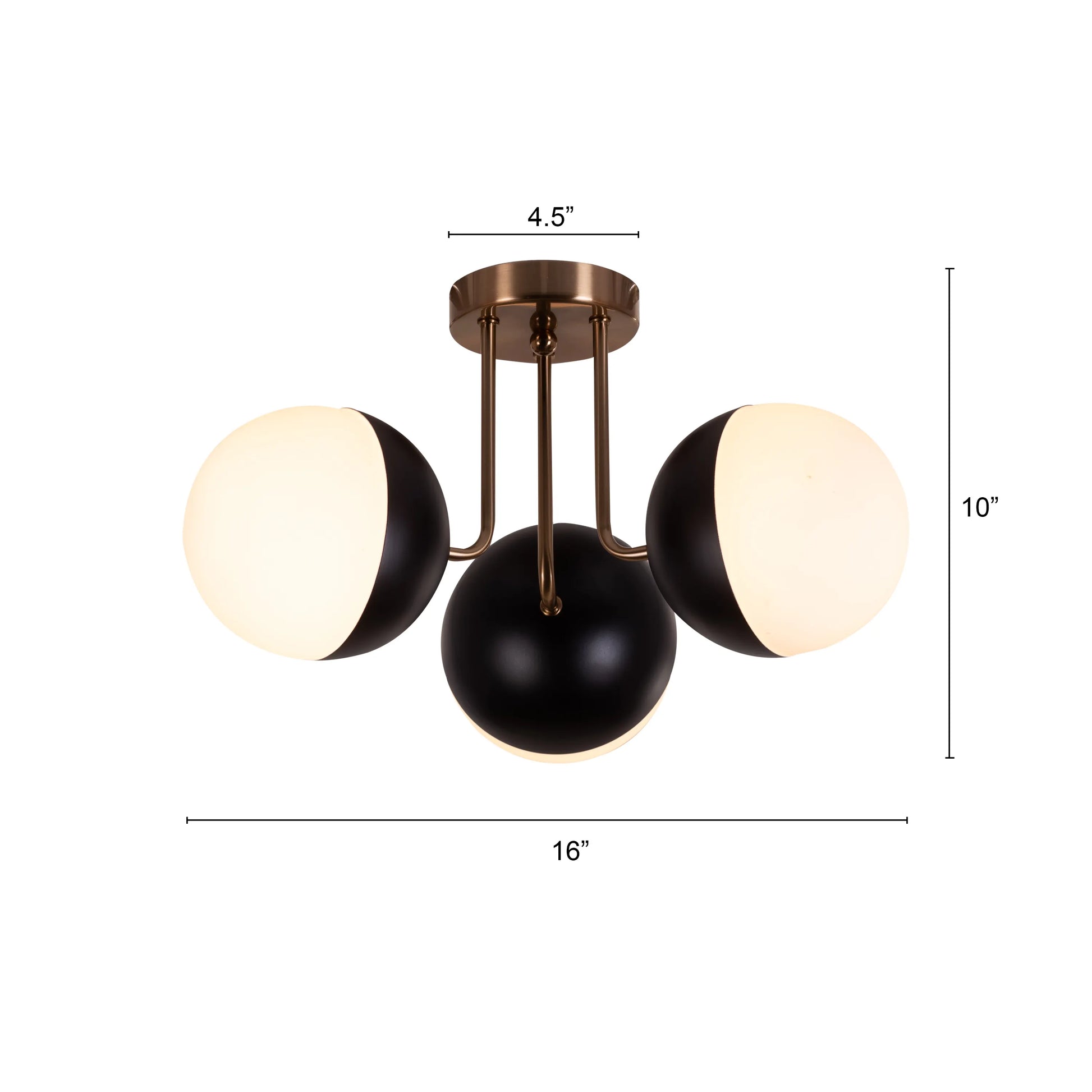 Elegant ceiling light featuring gold and black accents.