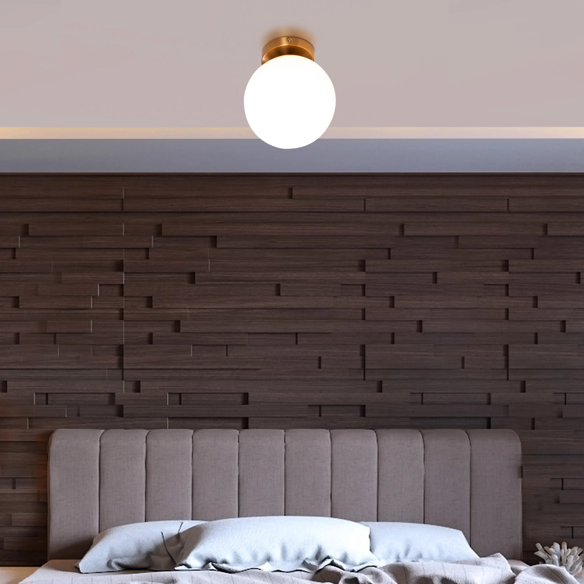 Single Life Gold Smart LED Ceiling Light with a sleek, modern design, featuring customizable brightness and color options, perfect for studio apartments and smart home integration.