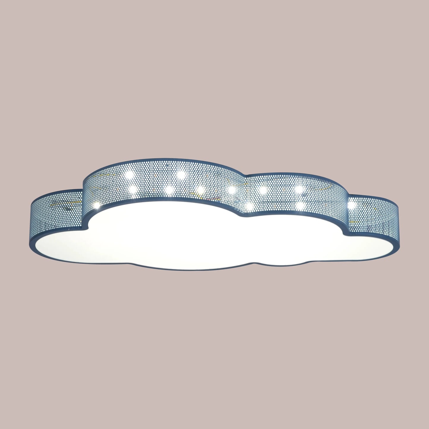 Blue cloud-shaped LED ceiling light with remote control for kid's room