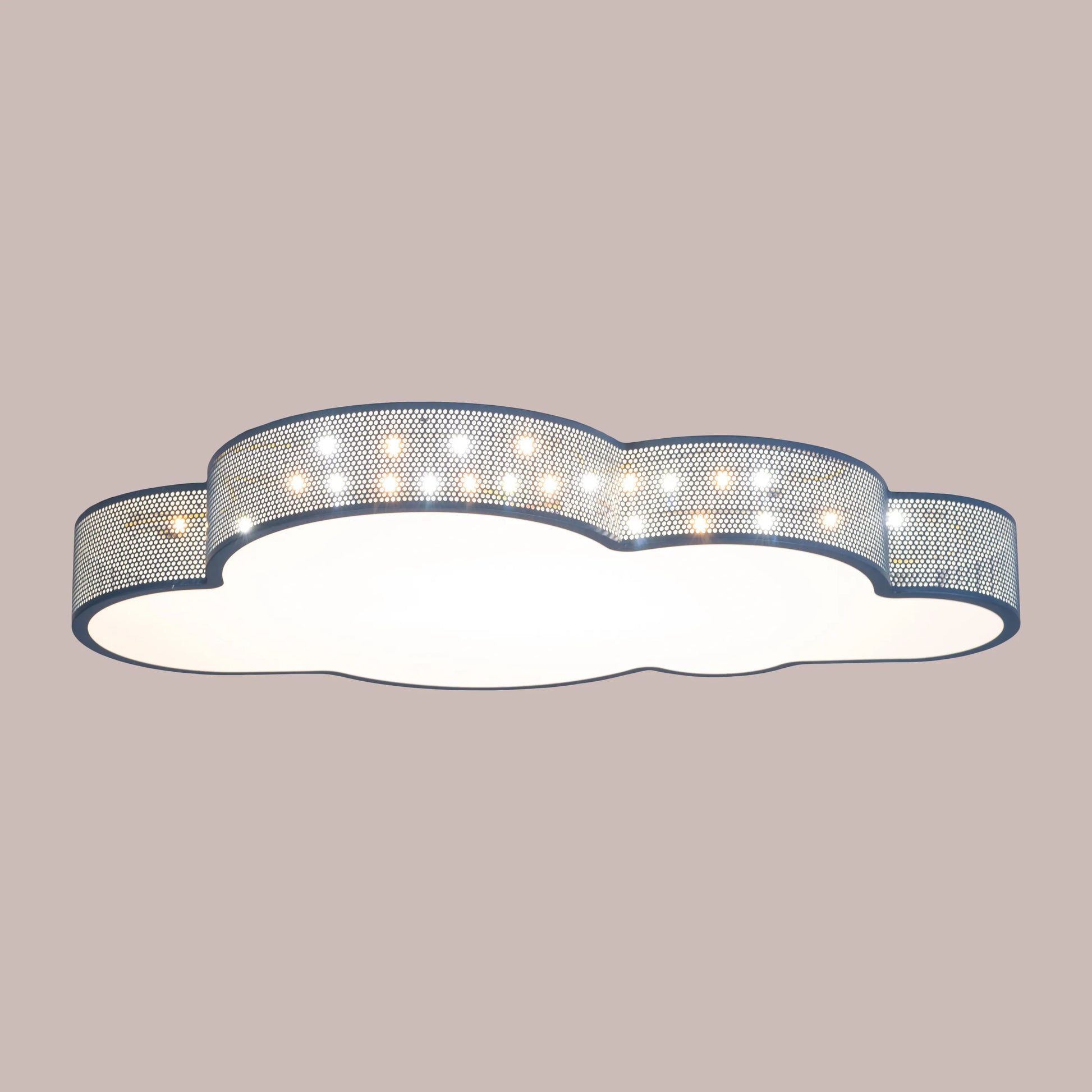 Blue cloud-shaped LED ceiling light with remote control for kid's room