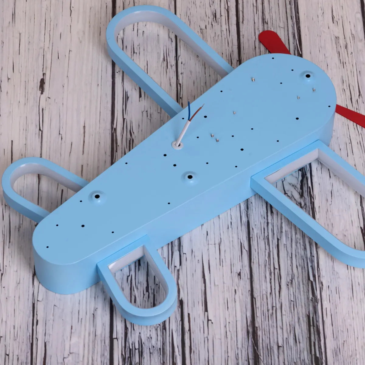 Blue airplane-themed LED ceiling light with remote control for kid's room