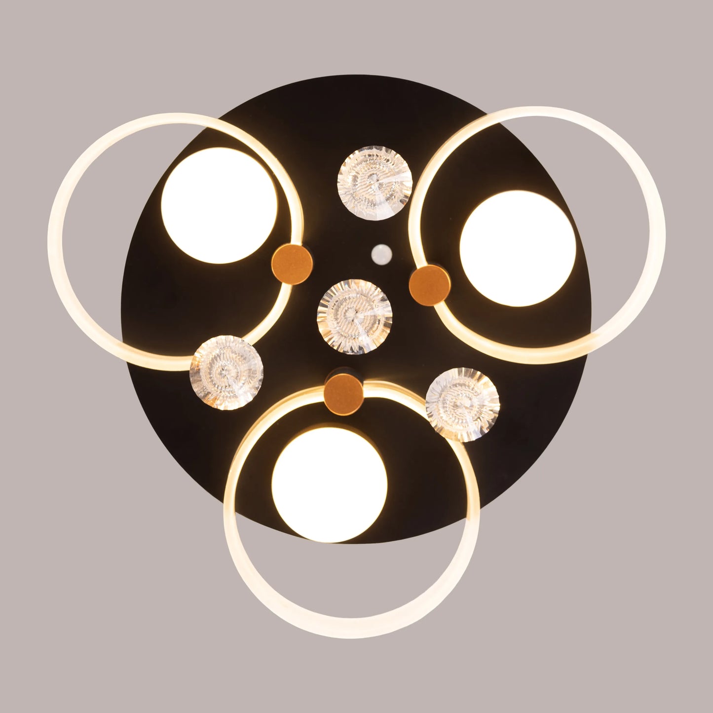 Meet And Greet (Gold, Dimmable LED with Remote Control, 3 Head) Crystal Ceiling Light