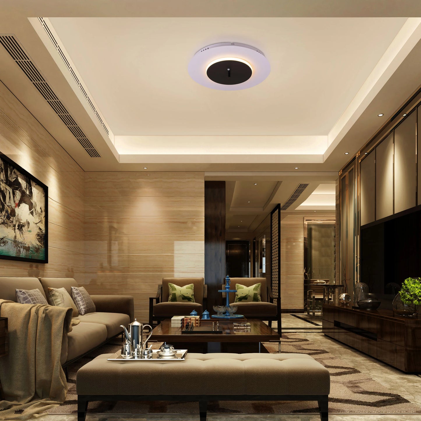 Turn The Corner white dimmable LED ceiling light with remote