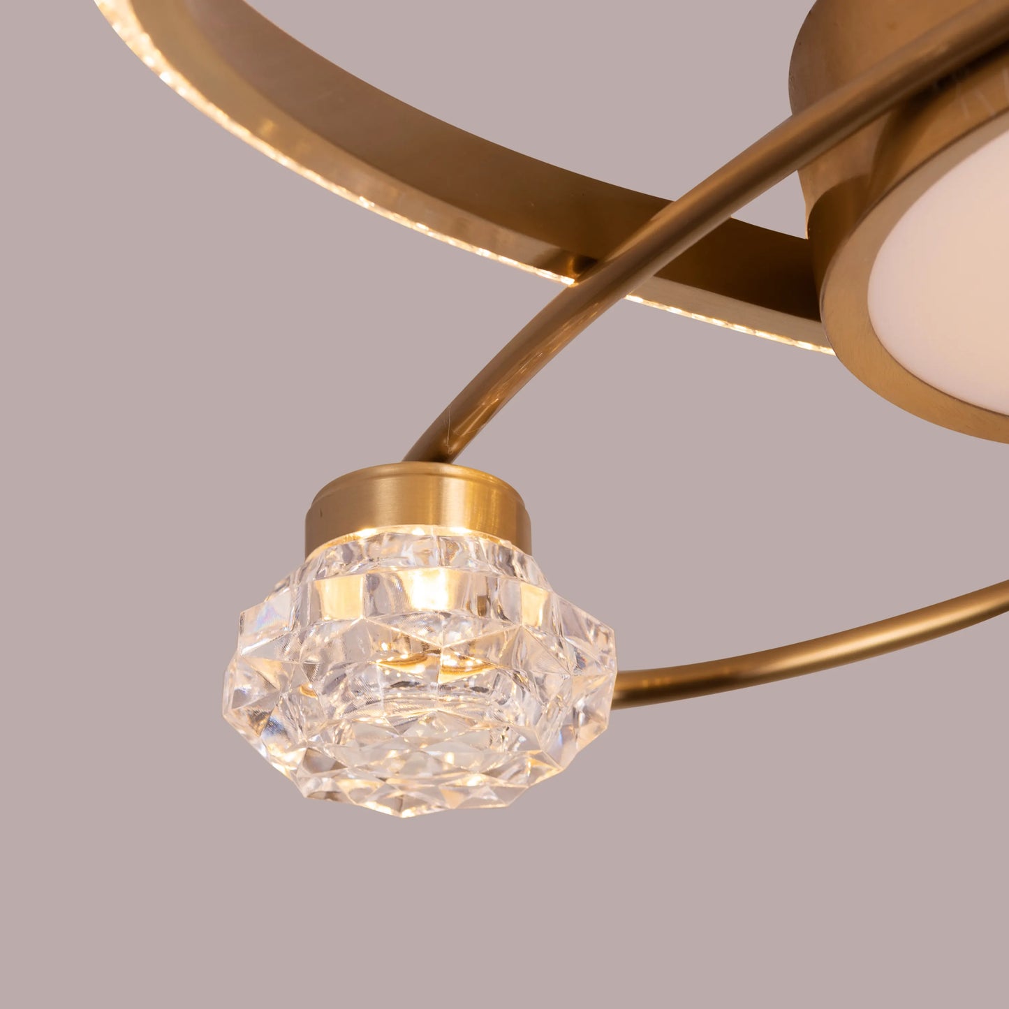 Bold Move (Gold, 3 Colour Dimmable LED with Remote Control) Crystal Ceiling Light