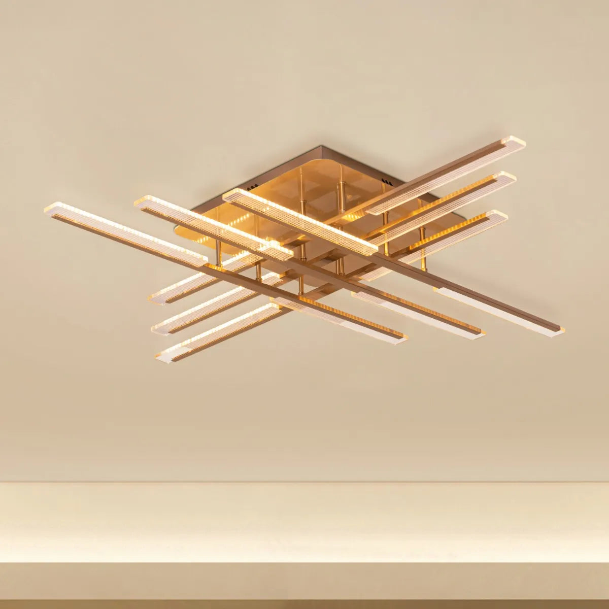 Evening Glow (Large, Gold, 3 Colour Dimmable LED with Remote Control) Ceiling Light