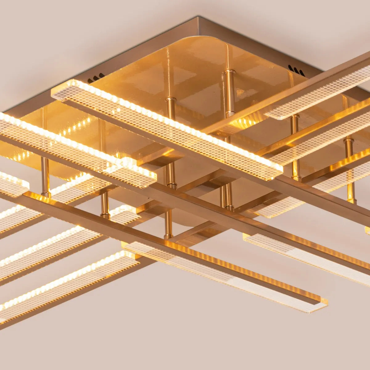 Evening Glow (Large, Gold, 3 Colour Dimmable LED with Remote Control) Ceiling Light