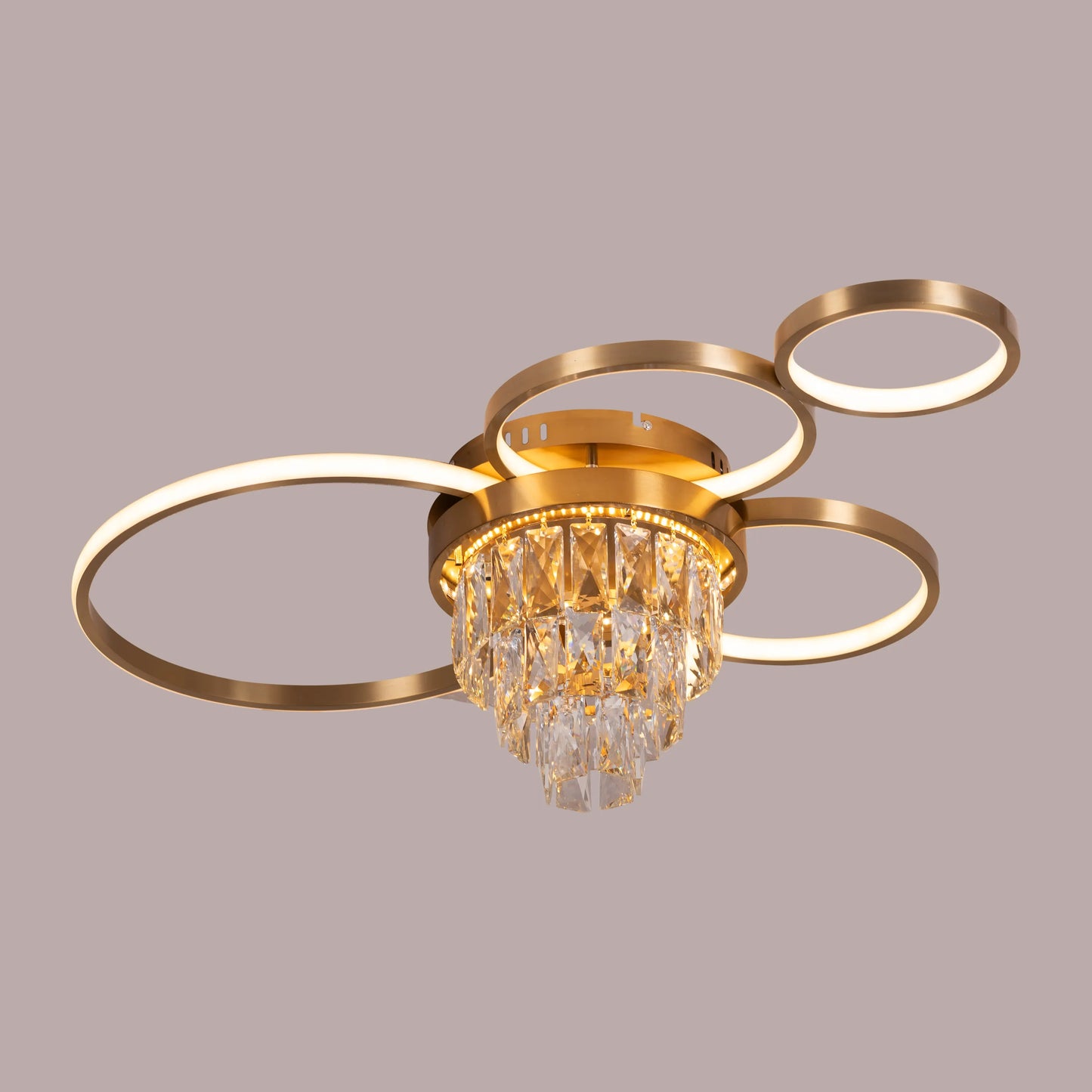 Luxurious gold ceiling light with three-color dimmable LED.