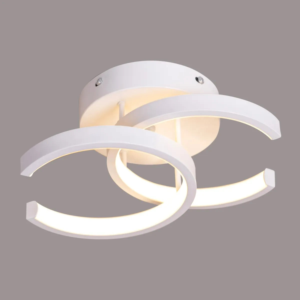 Sophisticated white ceiling light with three-color LED and remote.