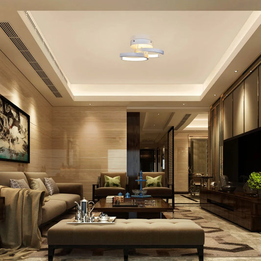 White ceiling light with three-color dimmable LED.