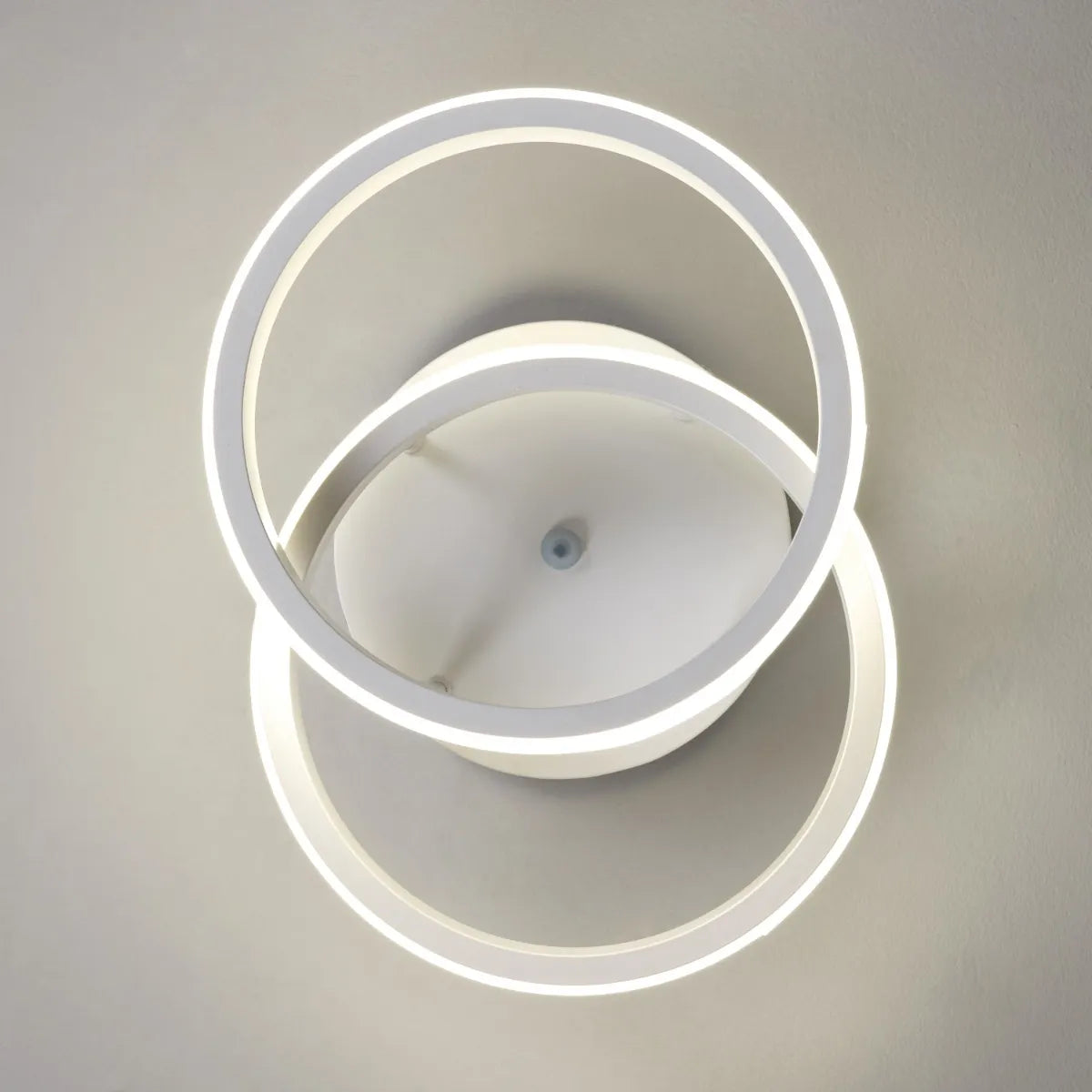 Sleek white ceiling light with dimmable LED technology.