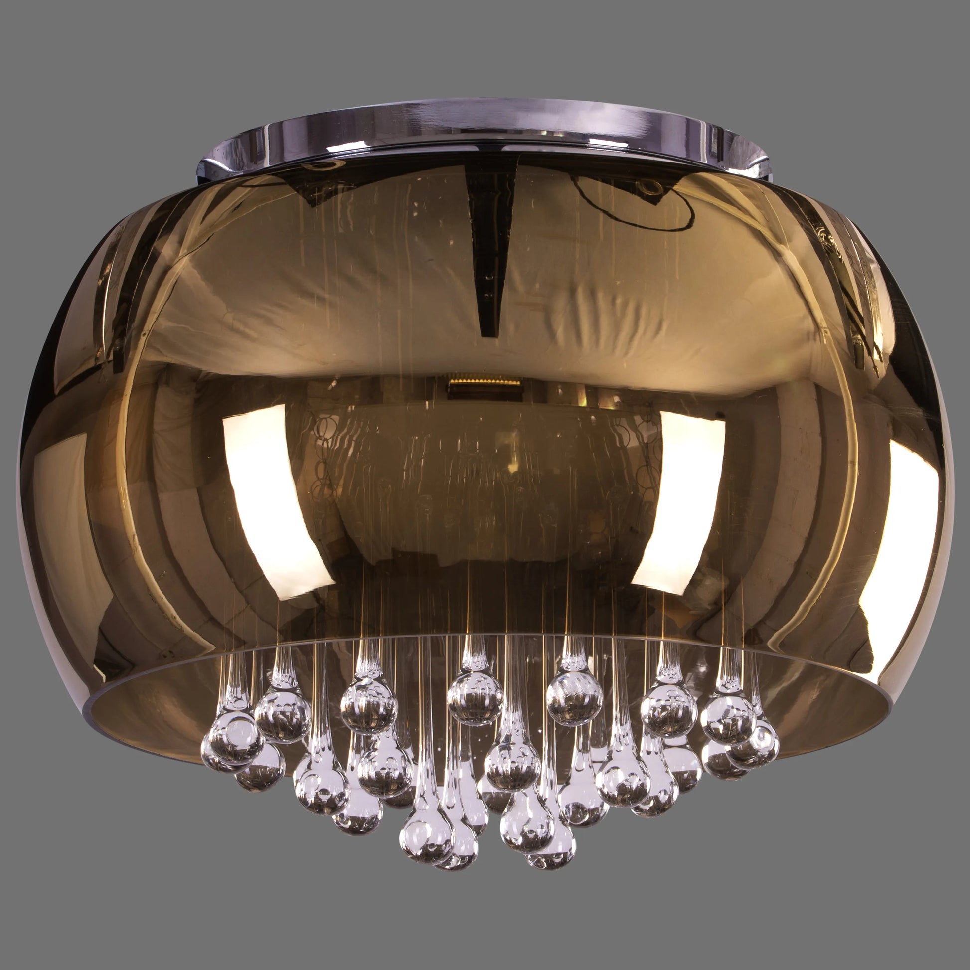 Enchanted 40 cm Gold Mirror Finish Crystal Chandelier illuminating an elegant room with a magical, warm glow