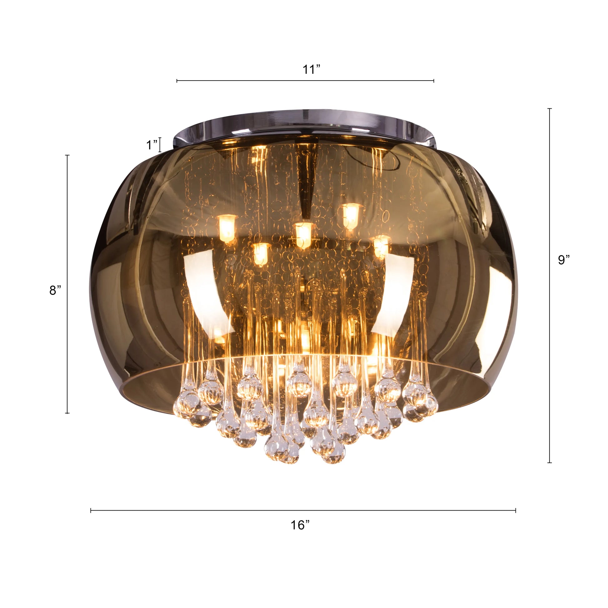 Enchanted 40 cm Gold Mirror Finish Crystal Chandelier illuminating an elegant room with a magical, warm glow