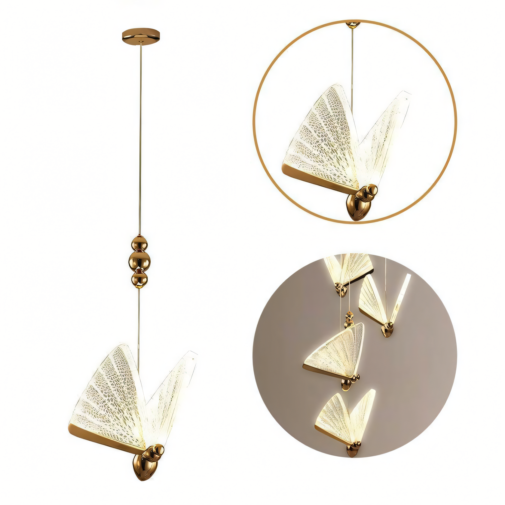 Delicate and graceful hanging light fixture with a butterfly design