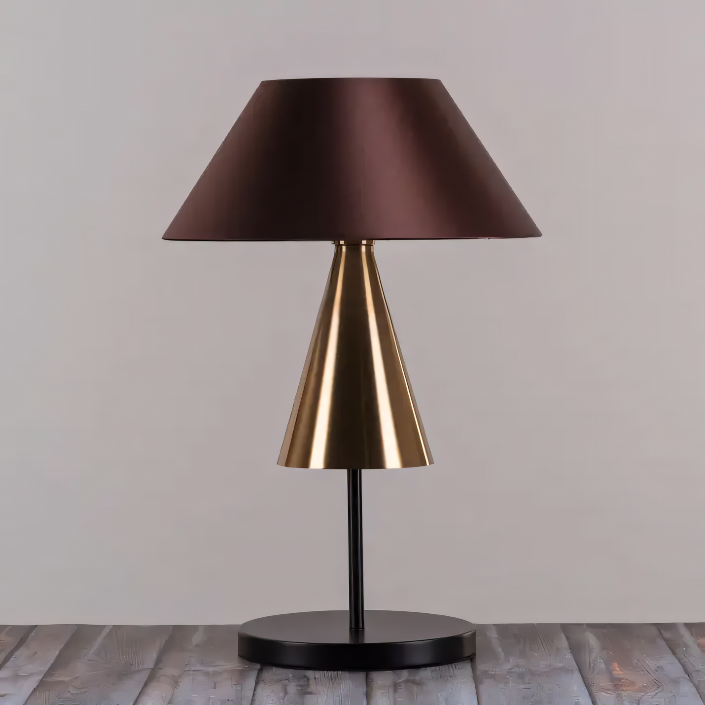 Slow Burn (Gold, Black) Table Lamp: Sophisticated Umbrella-Inspired Design