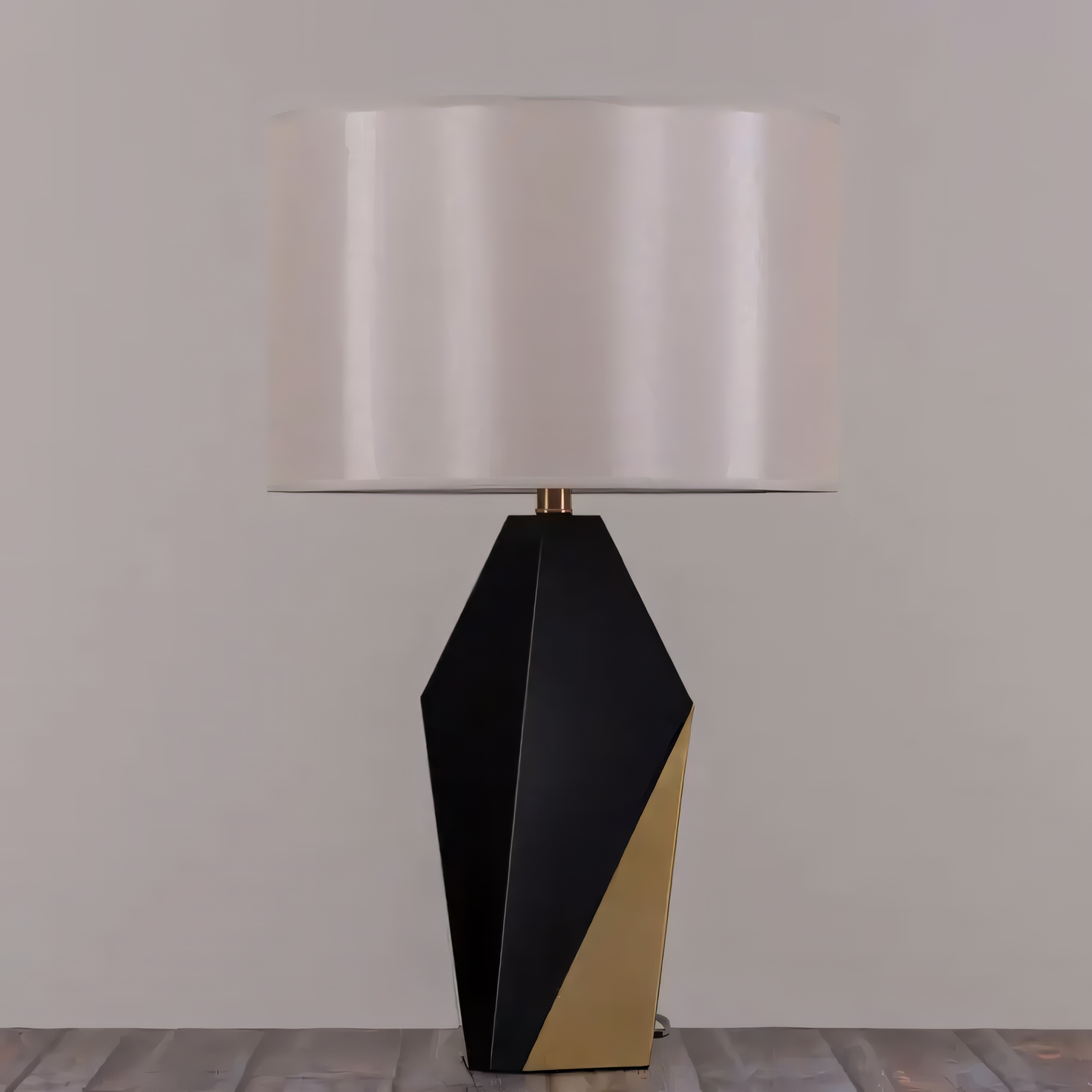 Elegant and versatile design of the Checklist (Black, Gold) Ceramic Table Lamp