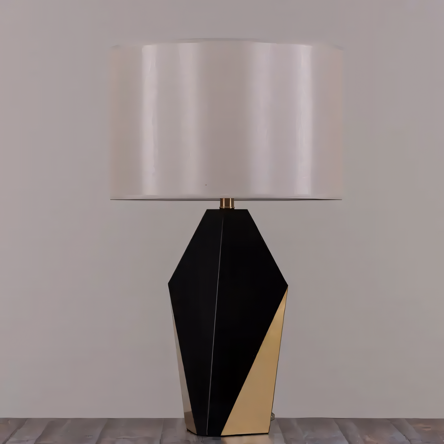 Checklist (Black, Gold) Ceramic Table Lamp in a contemporary, open-concept space