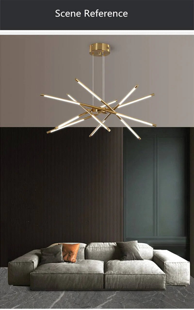 Luxurious gold modern LED chandelier