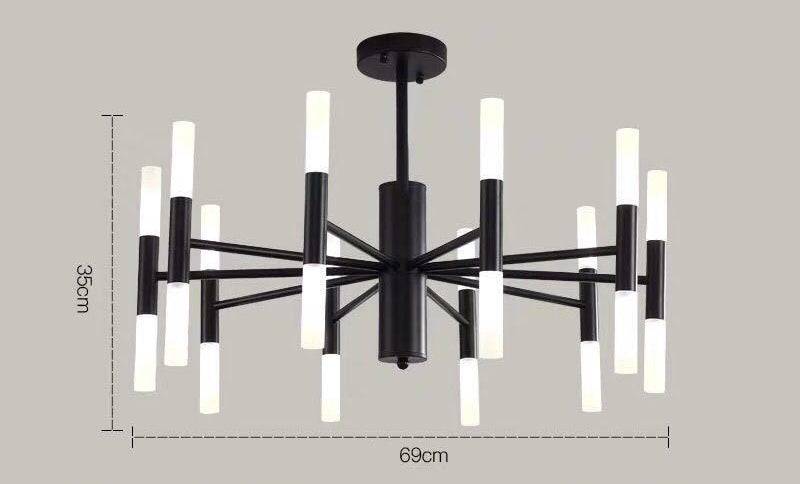 20 Light Black Body Acrylic LED Chandelier for Living Room Lamp