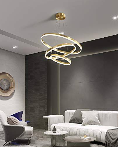 Modern LED chandelier featuring a sleek silver ring design with 3 lights, perfect for a touch of contemporary elegance.