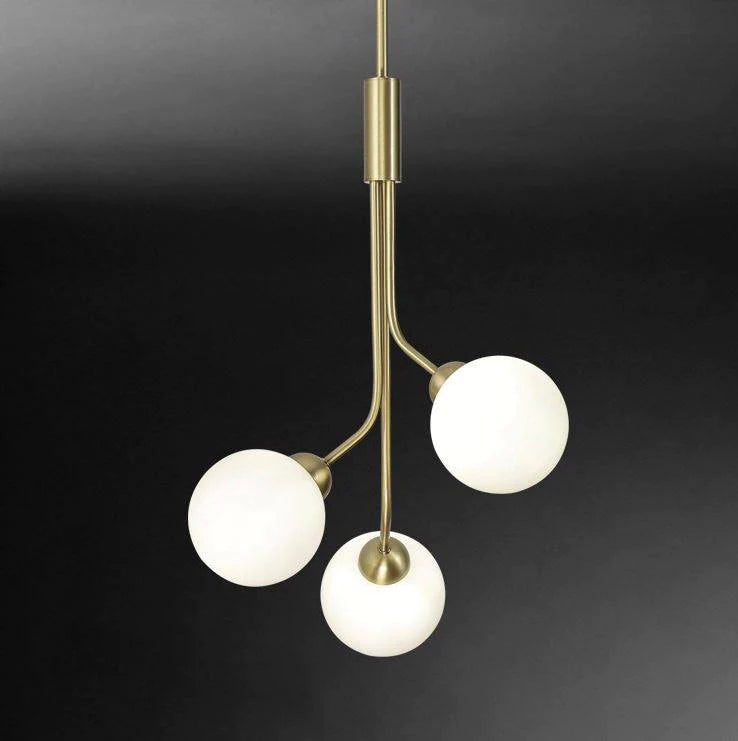 Warm and inviting glow, this 3-light LED chandelier features frosted glass balls suspended from a sleek gold frame.