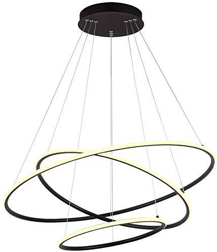 Upgrade your space with this modern 3-light LED chandelier featuring a stunning 800mm silver ring design.