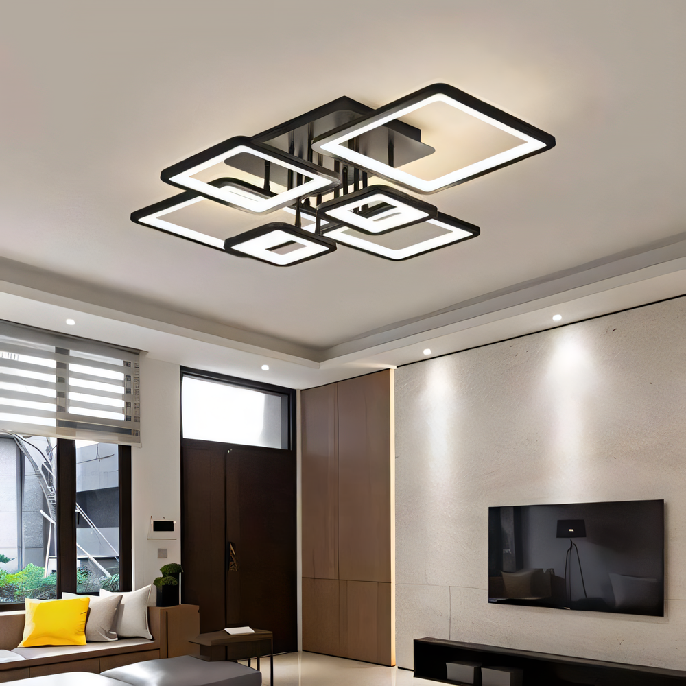 More than illumination, the 6-Light Black Rectangular LED Chandelier is a modern statement piece. The bold geometric design adds a touch of sophistication to any room.