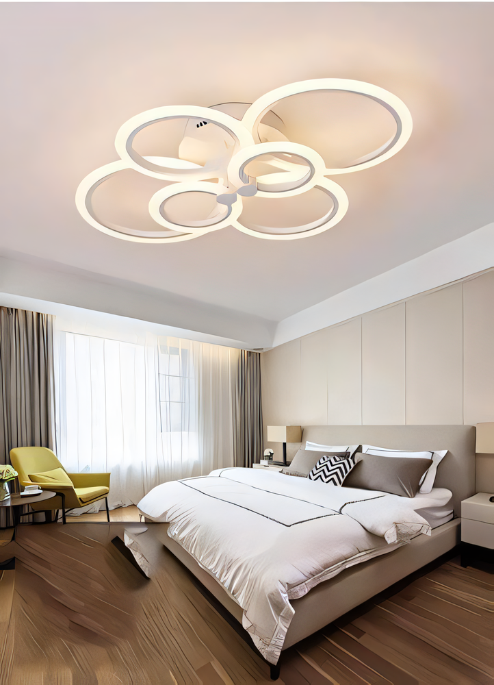 Embrace a touch of serenity with the 6-Light Round White LED Chandelier. The soft light and minimalist design create a calming atmosphere in your living room, bedroom, or office.