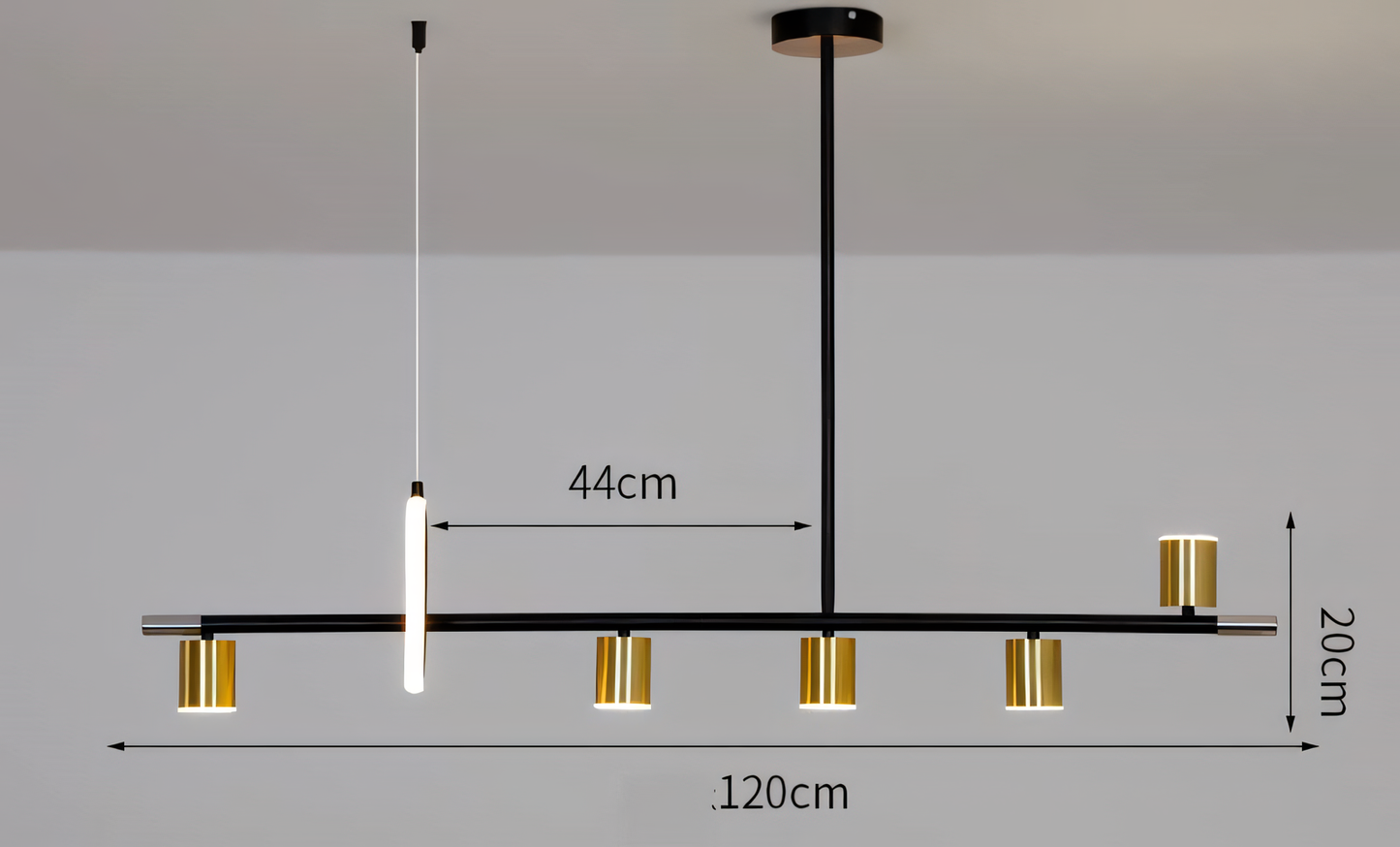 Upgrade your home with a touch of modern luxury. This 6-Light Black and Gold LED Chandelier features a bold design and adjustable spotlights for a unique lighting experience.