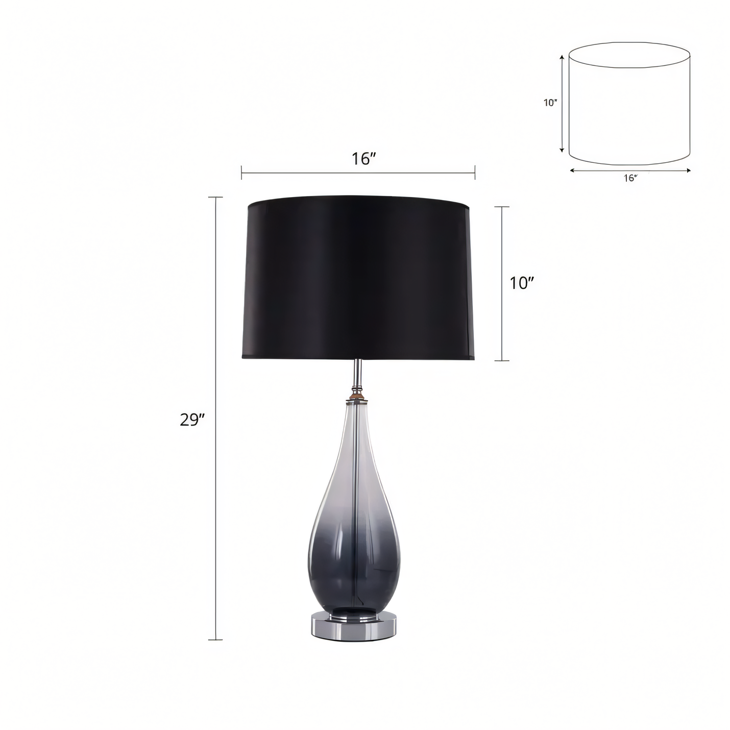 Modern table lamp with a hint of black glass