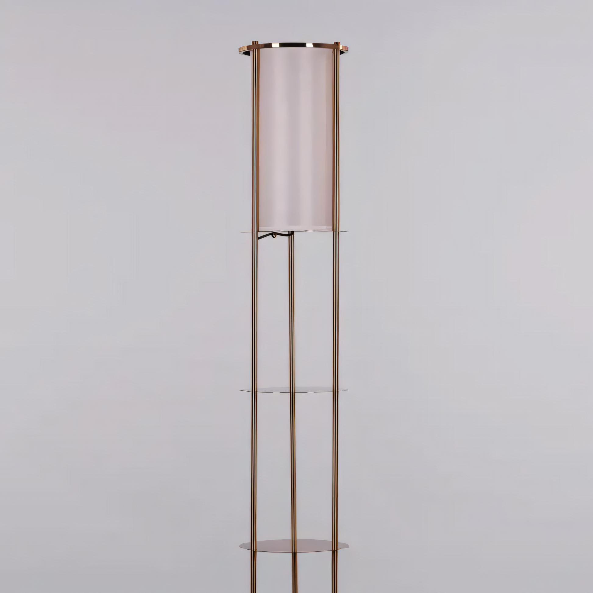 Luxurious gold floor lamp with shelf for personalization