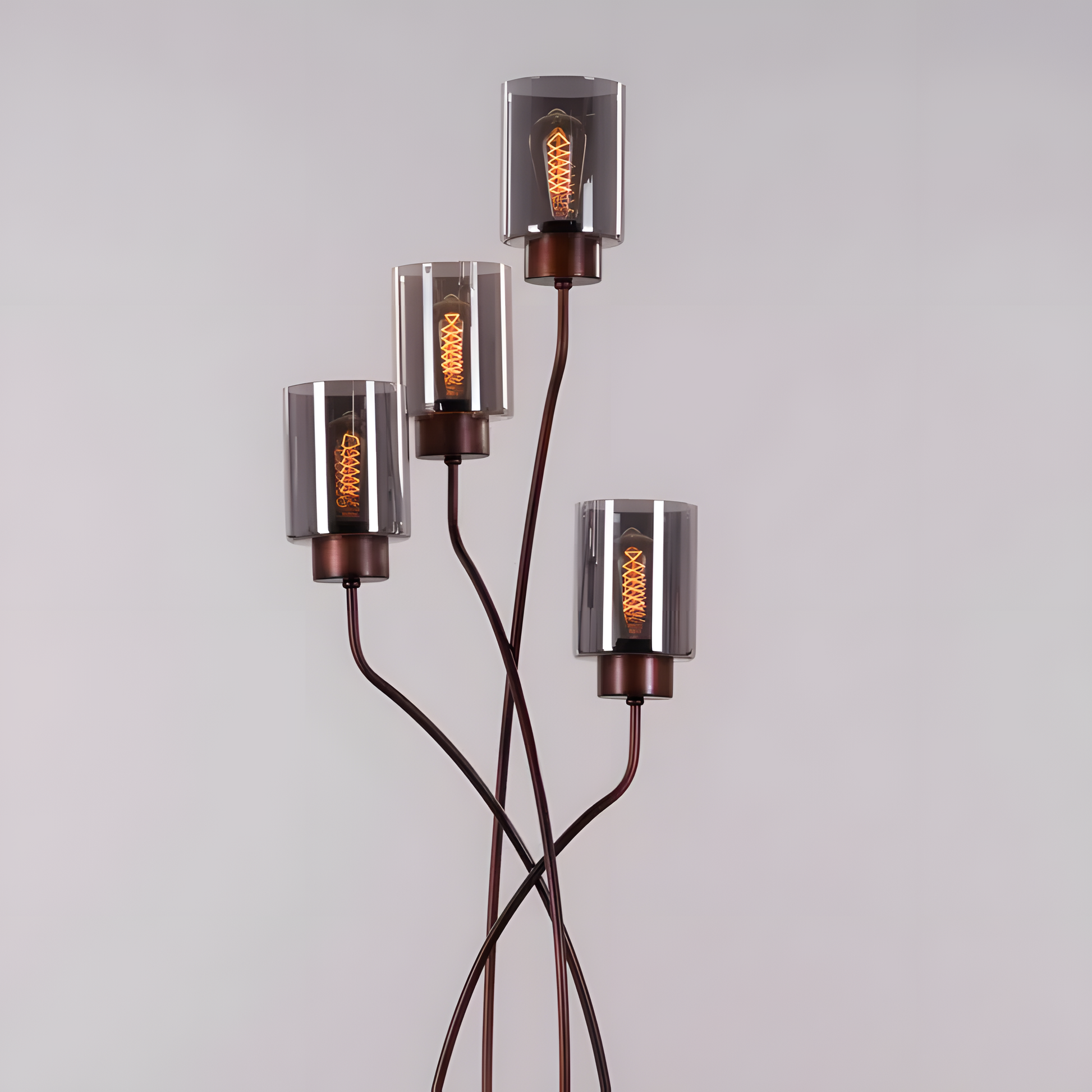 Metal frame floor lamp in dark coffee color finish