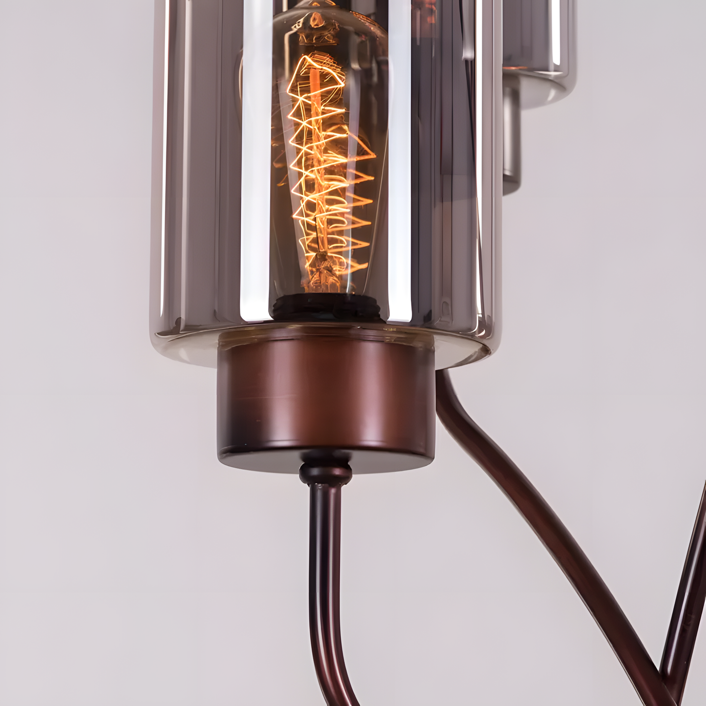 Coffee and smokey grey glass floor lamp for industrial chic spaces