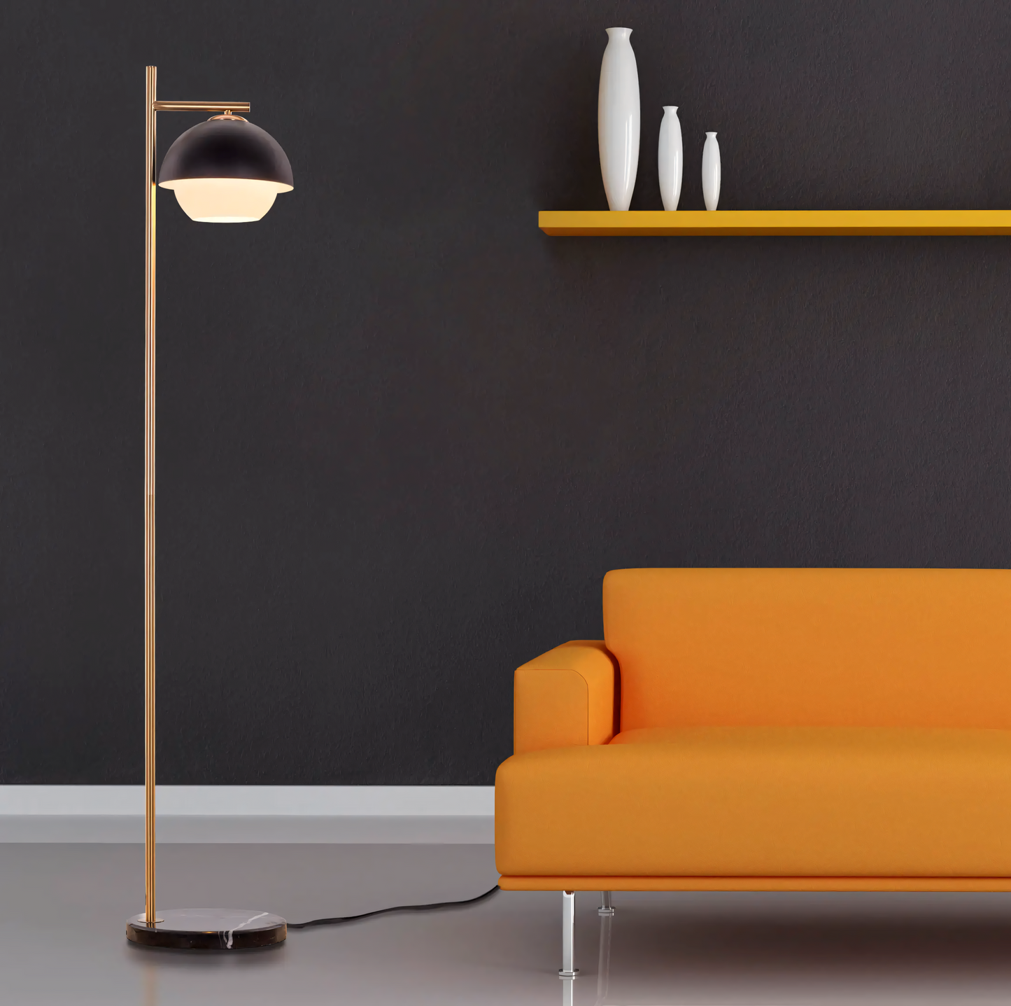 Sleek and modern metal frame of the Slightly Addicted floor lamp