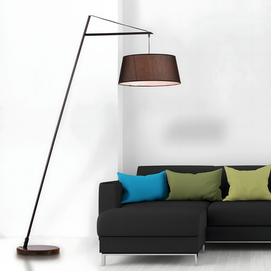 Slanding marble and metal floor lamp