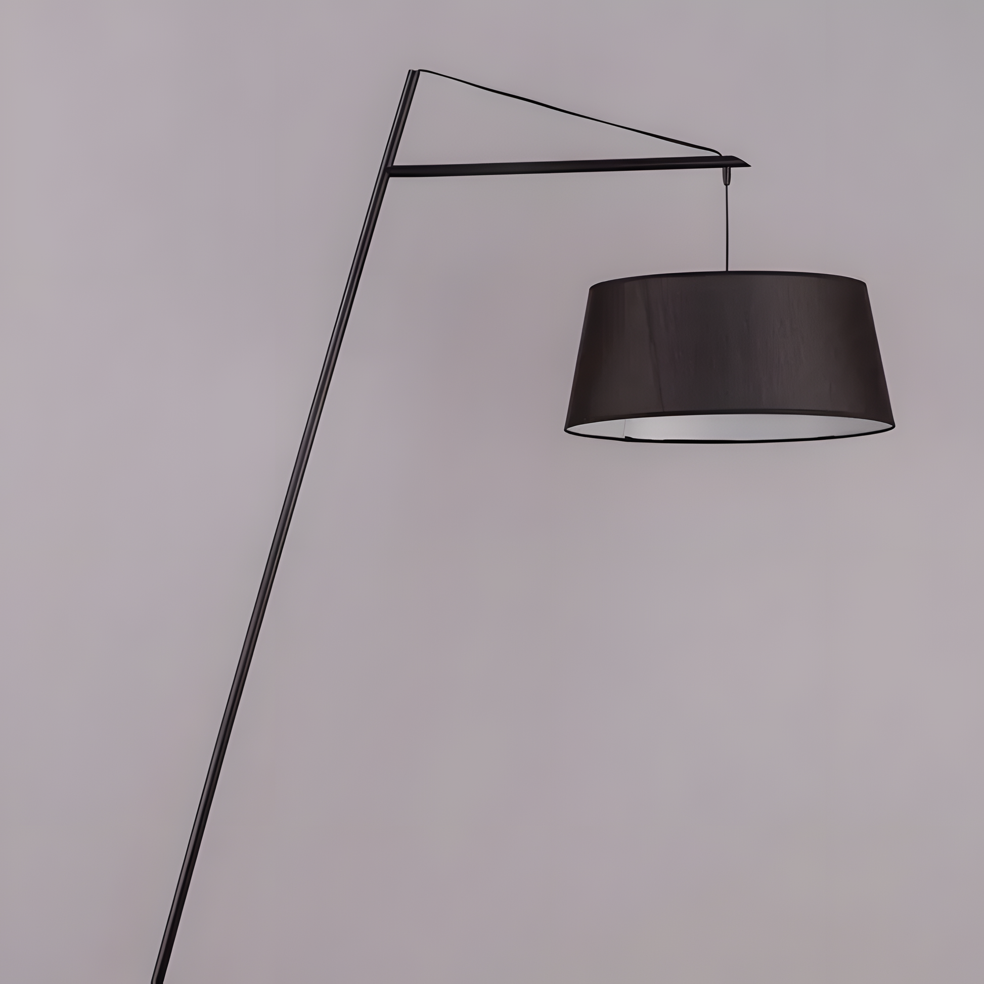 Diffused lighting from fabric shade floor lamp