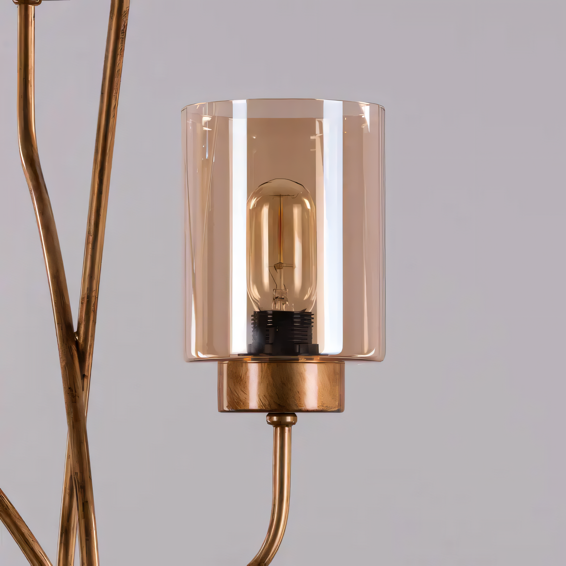 Antique gold and amber glass floor lamp for cozy spaces