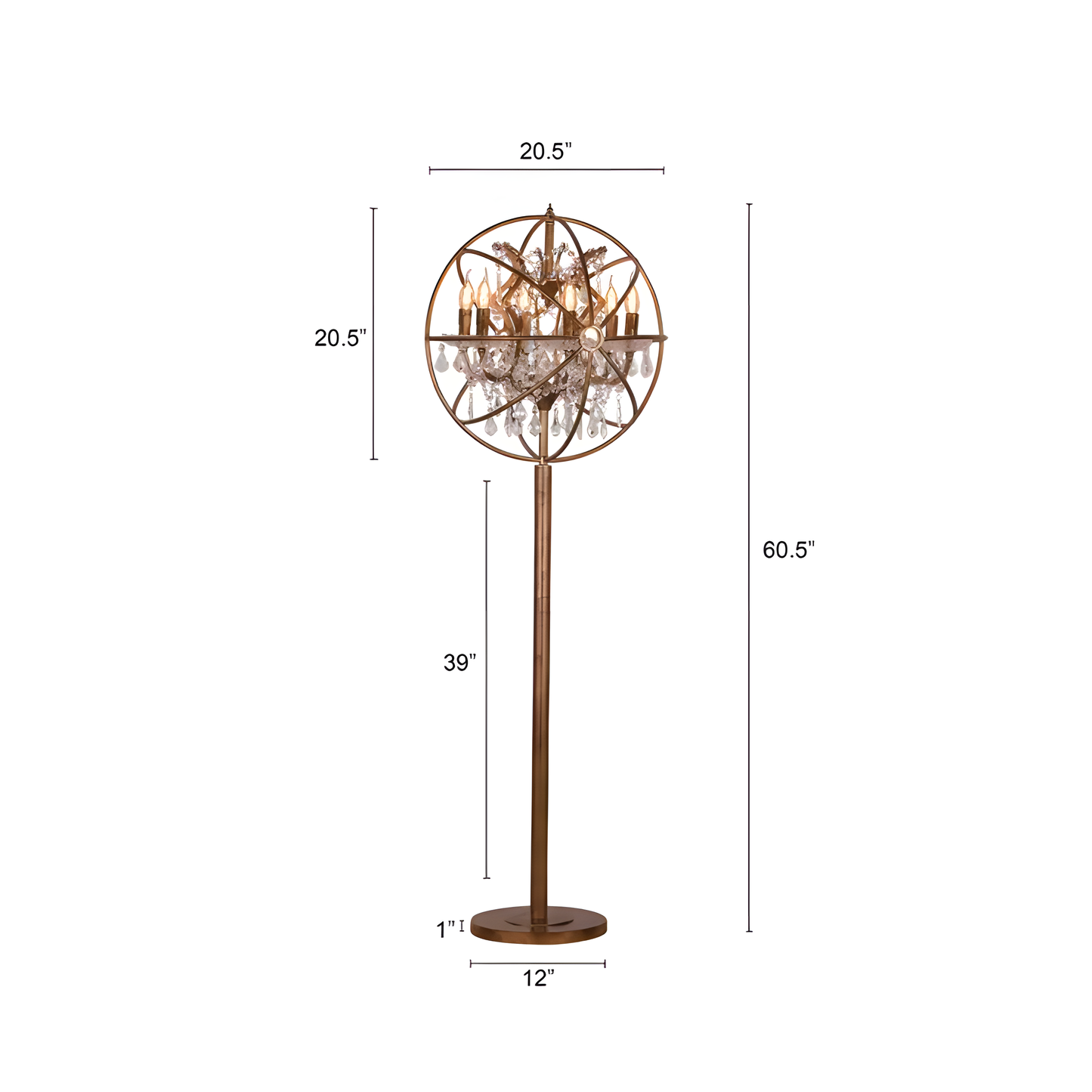 Moonlight Rendezvous (Antique Gold Finish) Crystal Floor Lamp