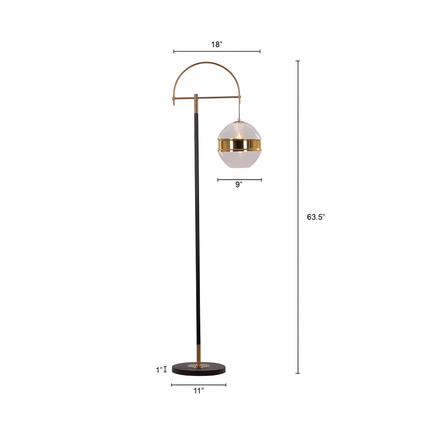 Floor lamp with marble base and swiveling shade